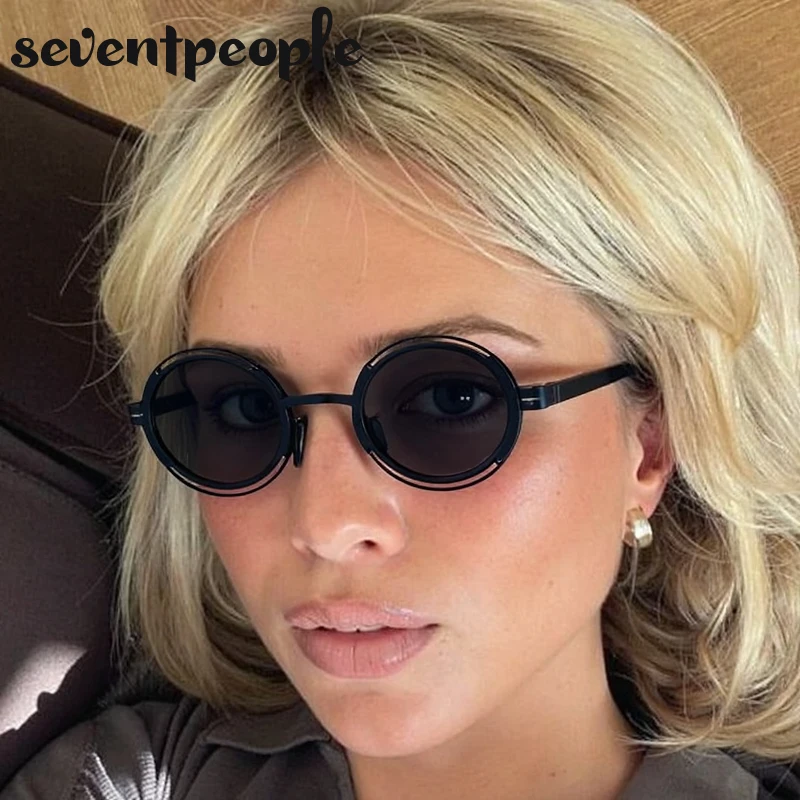 Lunettes de soleil rondes polarisées à petite monture pour femmes, marque de luxe, tendance, creuses en métal, Steampunk, nuances ovales pour dames, 2025
