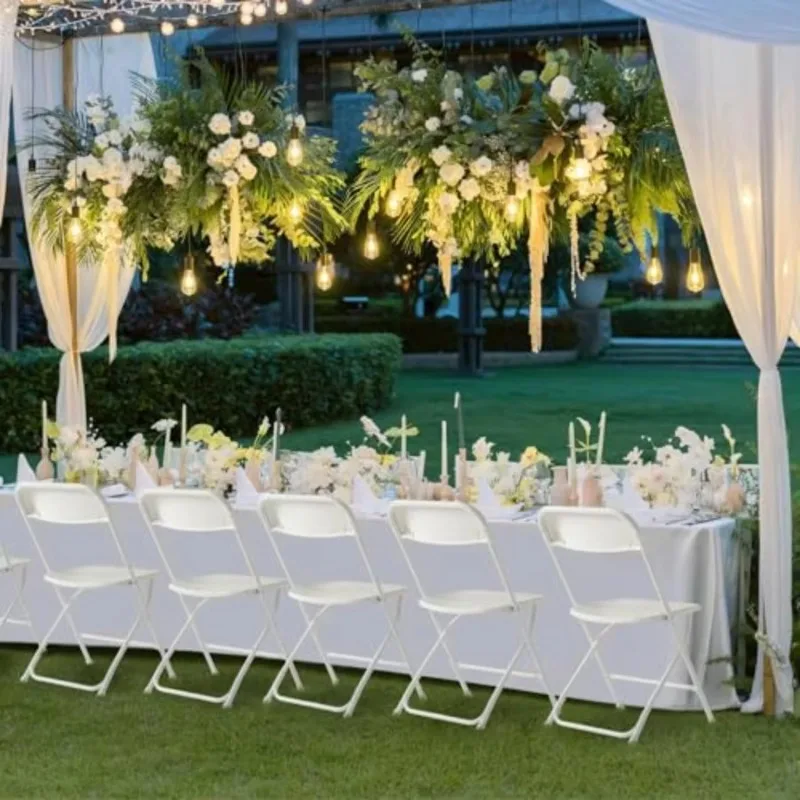 Outdoor Use Portable Stackable 20 Pack White Plastic Folding Chair Plastic Foldable Chair for Indoor  Commercial Seat with Steel