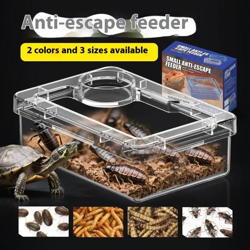 【E】Pet Reptile Lizard Turtle Transparent Feeder Anti-Flucht-Futternapf Wurm Live Container Reptile Pet Bowls Feeder Pet Supplies – Detail 1