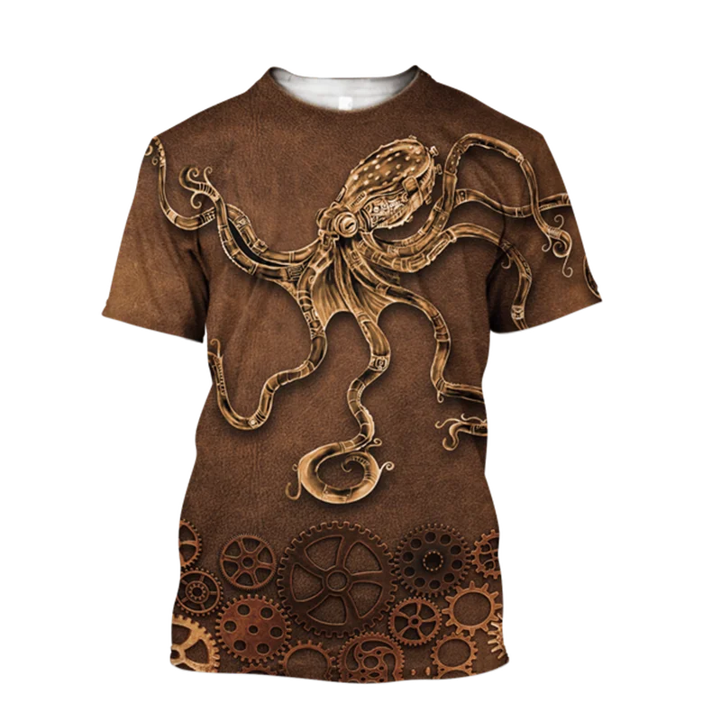 

Men's T-shirt Octopus Monster Pattern 3DPrinted Summer Casual Short Sleeve Fashion Breathable O-neck Quick Dry Large Size Men's