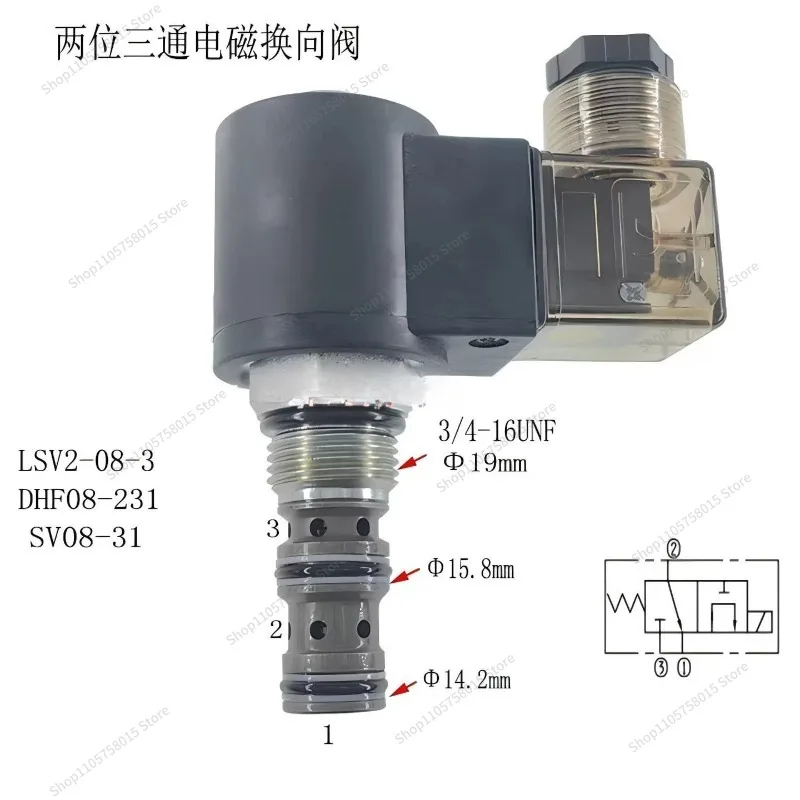 For hydraulic solenoid valve two two three-way LSV2-08-3 directional valve 3A 3B 3C excavator foot pedal pilot port