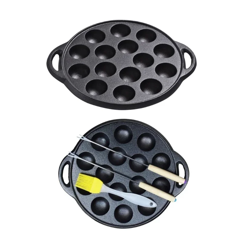 Takoyaki Grills Pan 15 Holes Non Takoyaki Bake Tray Round Pancake Plate Mold Non Pan Cast Iron Material Dropshipping