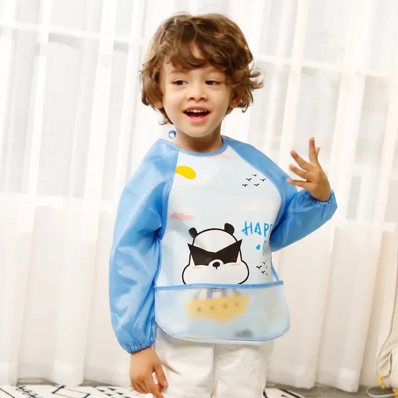 Baby Meal Cover Autumn Boys and Girls Bib Waterproof Baby Reverse Dressing Children's Drawing Apron Protective Clothing Rice Bag