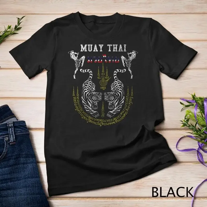Twin Tiger Sak Yant Muay Thai Fighter Tee Martial Art T Shirt Unisex T shirt