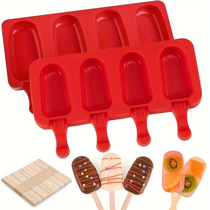 

2pcs, Silicone Popsicle Mold Set with 50 Wooden Sticks - Perfect for Ice Cream, Cakesicles, and Summer Parties