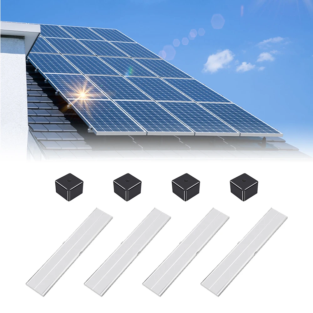 

4PCS Aluminium Alloy Mounting Rail Connector 40x40 Bracket With 4pcs End Cover Cap For PV Rail Mounting Solar Panel Installation