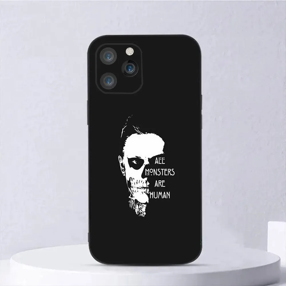 A-AHS-S A-American H-Horror S-Story Phone Case For iPhone 15,14,13,12,11,Plus,Pro Max,XS,X,XR,SE,Mini,8,7 ilicone Black Cover