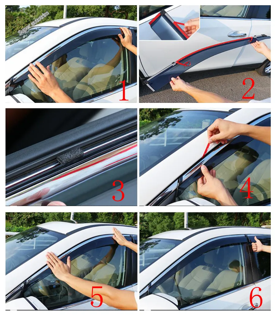 Lapetus Car Exterior Window Visors Awnings Wind Rain Deflector Guard Vent Cover 4PCS Fit For Kia Cerato Forte K3 2019 - 2023 