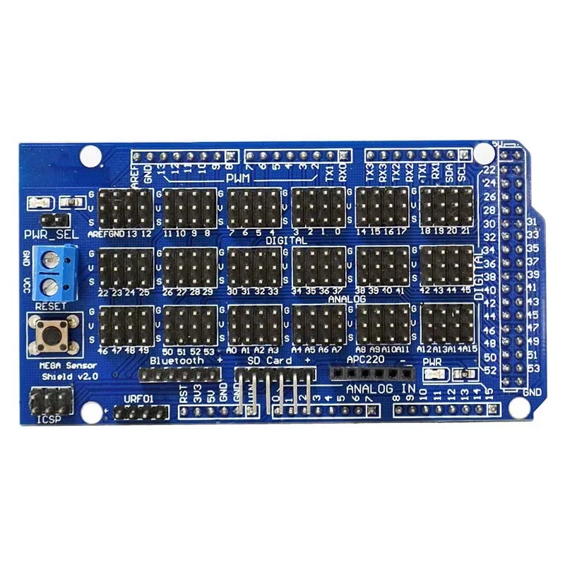 Picture 3: MEGA Sensor Shield V1.0 V2.0 Expansion Board for Arduino Electronic Building Blocks Dedicated Sensor Shield