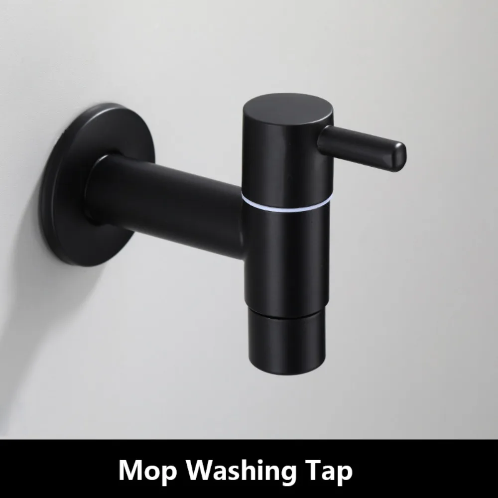 

304 Stainless Steel Washing Machine Faucet Matte Black Anti Splash Mop Washing Tap Multi Functional Easy Installation