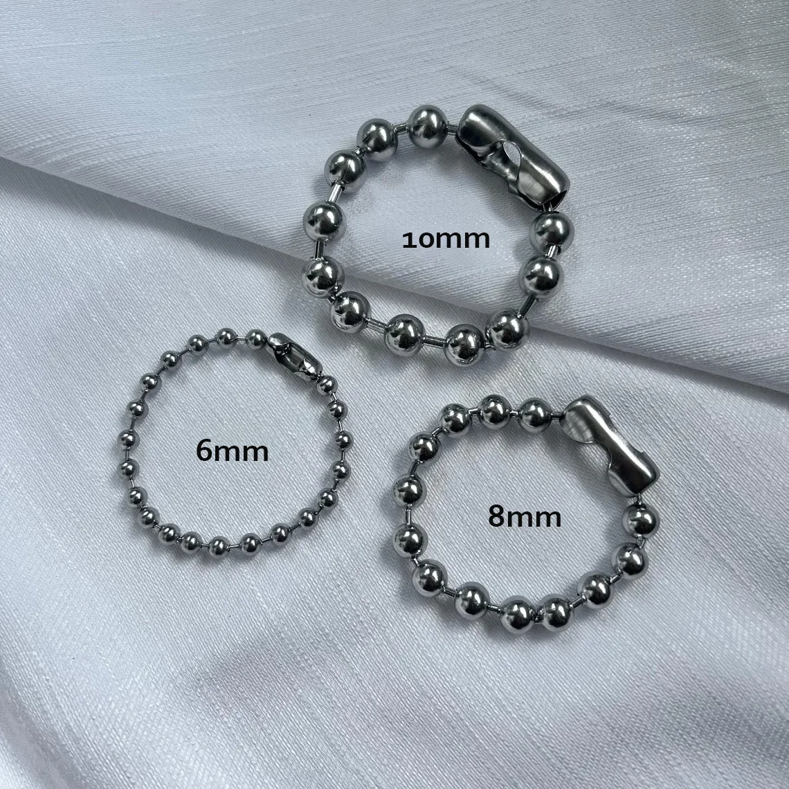 6mm 8mm 10mm Stainless Steel Bracelet For Men Women Beads Bracelet Grunge Chunky Ball Chain Bracelet Y2K Punk Style Jewelry