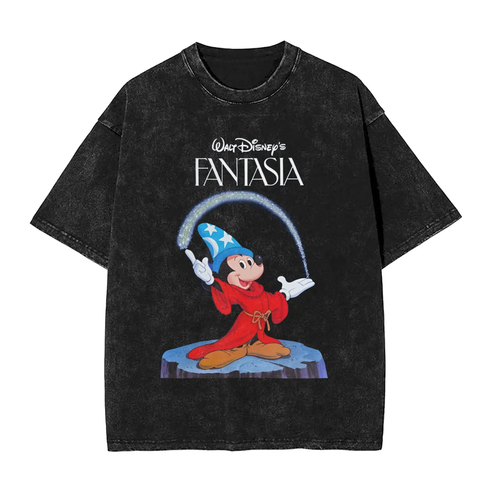 

Мытая футболка с Микки Маусом Fantasia, мужские эстетические повседневные футболки, летняя дышащая хипстерская футболка, топы большого размера