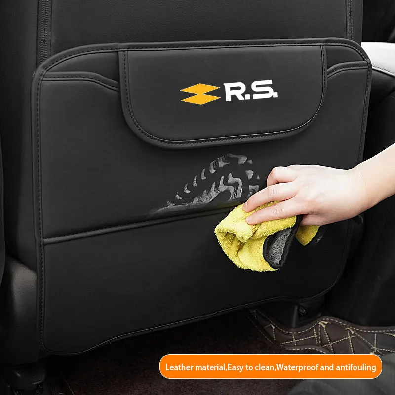 For Renault RS Clio Scenic Logan Megane Koleos Sandero Safrane Vel Car seat back anti-kick pad anti-wear pad Car Storage Bags