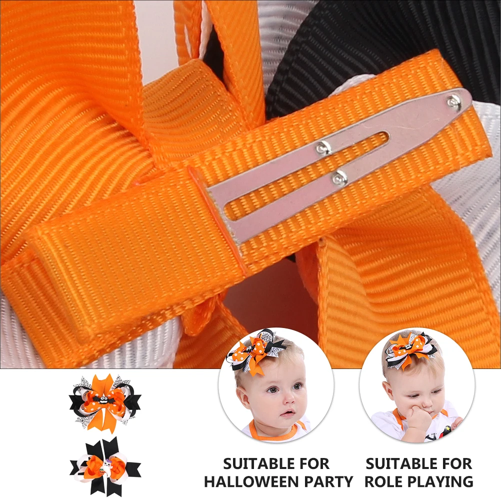 

2 Pcs Bow Hairpin Yellow Girl Clips s Barrettes Purple Halloween Bat Girls Little