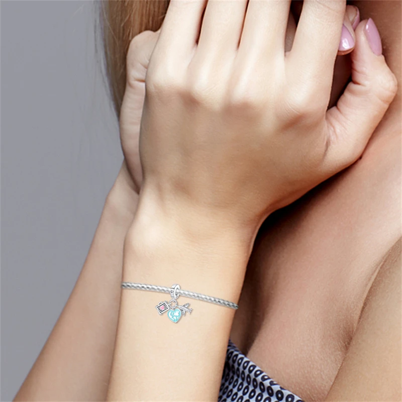 سحر 925 الفضة رومانسية الجليد والثلج الزجاج الخرز سحر يناسب 3 مللي متر الأصلي سوار قلادة المرأة DIY غرامة مجوهرات هدية جديد