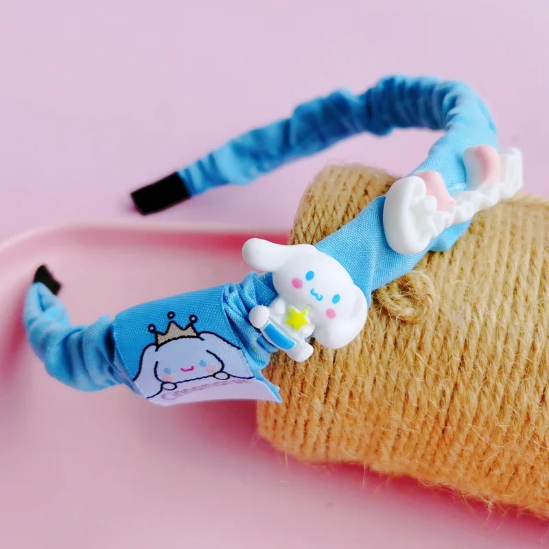 Cute Sanrio Kids Headband Kuromi Mymelody Hello Kitty Cinnamoroll Pompom Purin Hair Accessories Children Girl Gifts