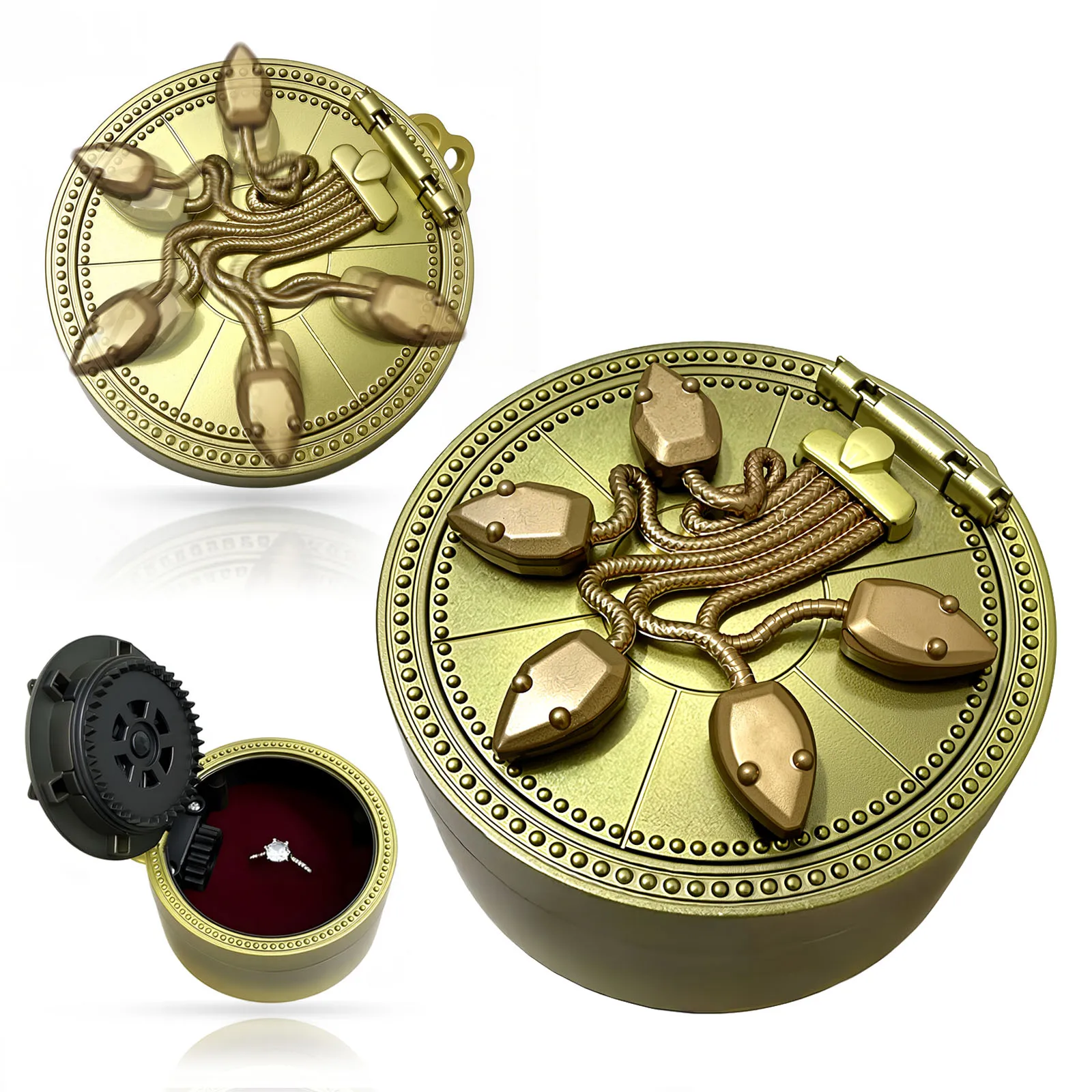 

Valentine's Day Gift: Five Serpent Gate Magic Ring Box Jewelry Box With Ring - Mechanical Small Ring Case For Movie Collectors, Party Decoration, Birthday & Christmas Gifts