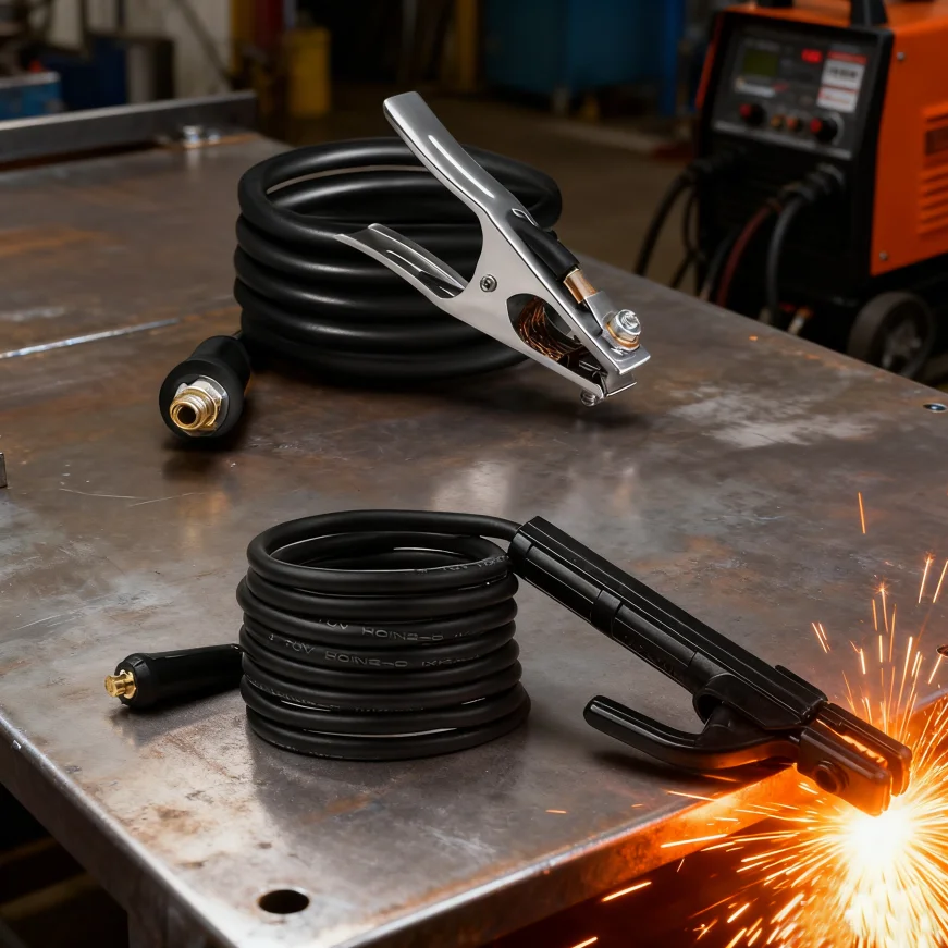 Fio de braçadeira de soldagem + fio de braçadeira de soldagem, 2 peças de acessórios de máquina de solda, conectores rápidos 10-25, adequado para mma, etc.