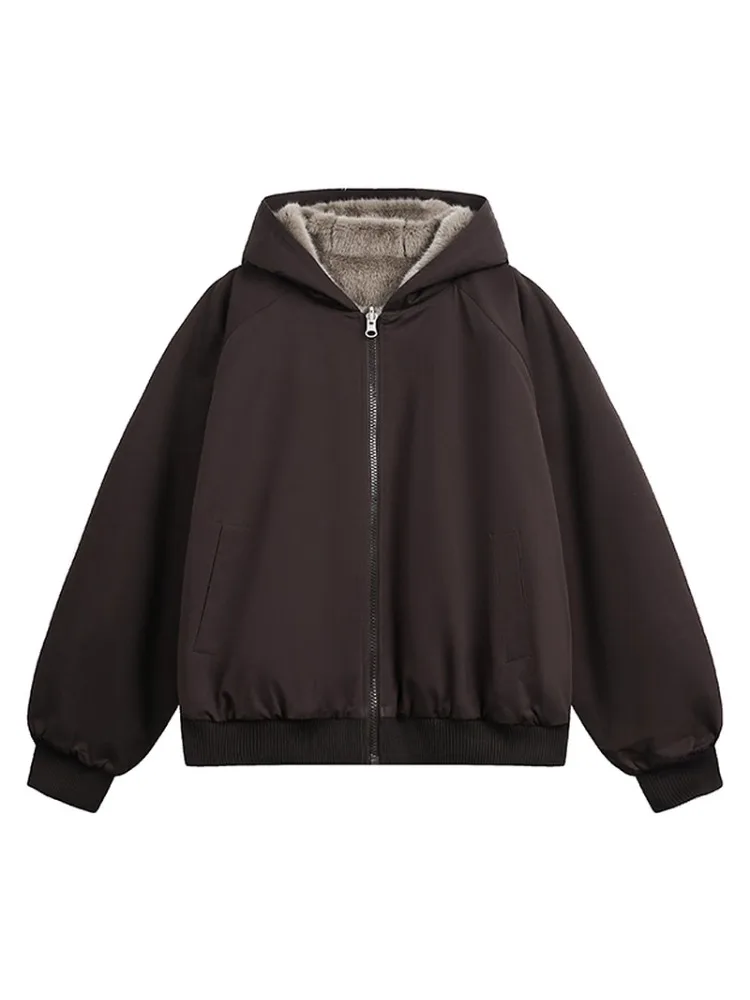 Cappotto invernale da uomo in cotone con cappuccio foderato in pelliccia di tela pesante marrone scuro Jaet con colletto alla moda per giovani...