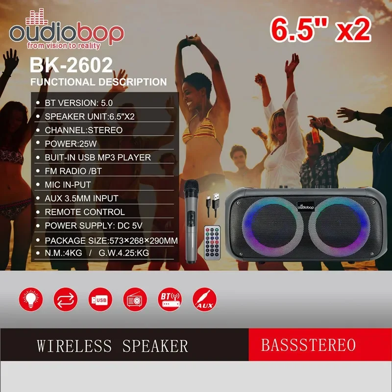 New Dual 6-inch Wireless Bluetooth Speaker Mobile Phone Home Portable FM Radio Karaoke Audio Dual Microphone Integrated Machine