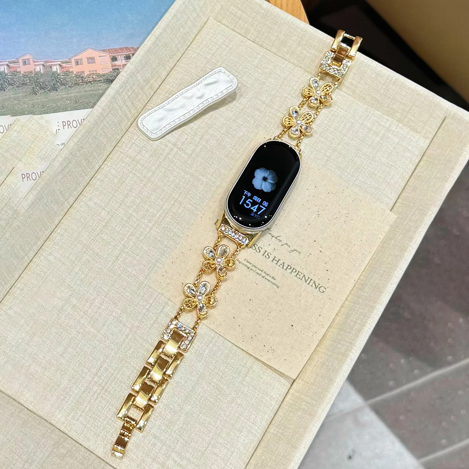 Universal 18 20 22mm Full Diamond Sparkling Flower Strap  for Xiaomi Band 11 8/9/10pro Luxury Strap  for Redmi Watch 4 5 6