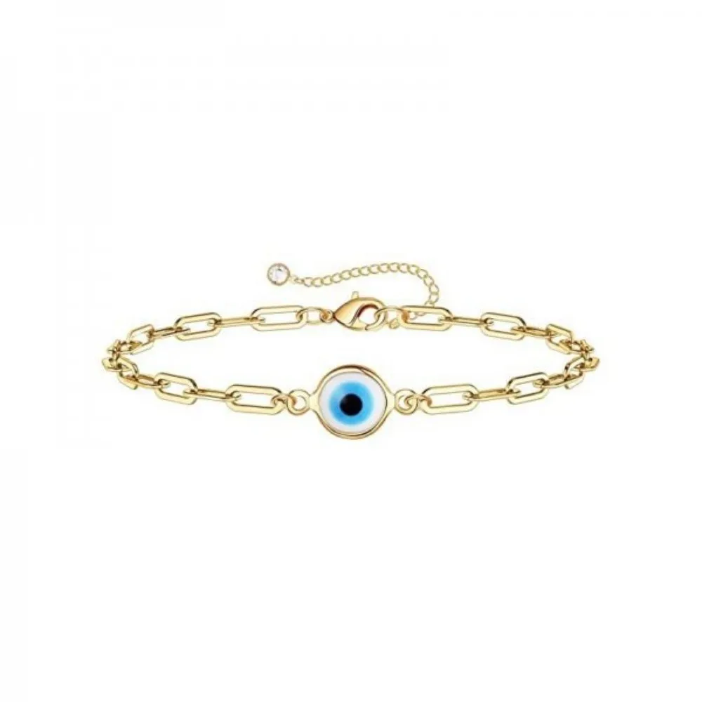 Elegant Turkish Blue Eye Bracelet Unique Adjustable Stainless Steel Bracelet Demon Eye Vintage Adjustable Chain Bracelet Travel