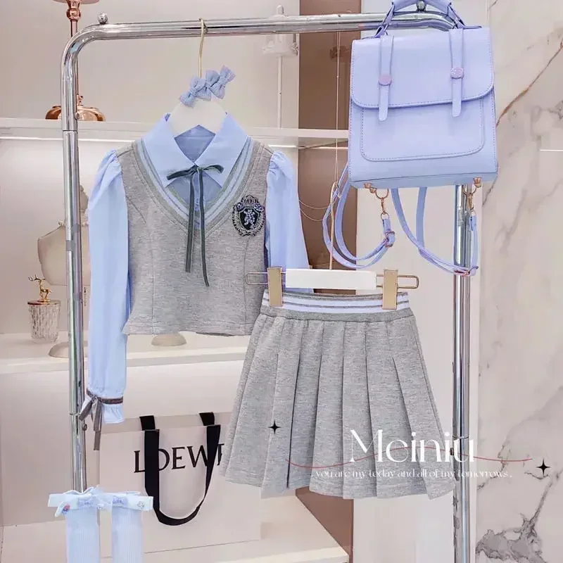 جديد الفتيات ملابس الخريف مجموعة الأطفال الربيع والخريف ملابس الأطفال 110-170 سنتيمتر المتوسطة والكبيرة الأطفال بلايز و التنانير