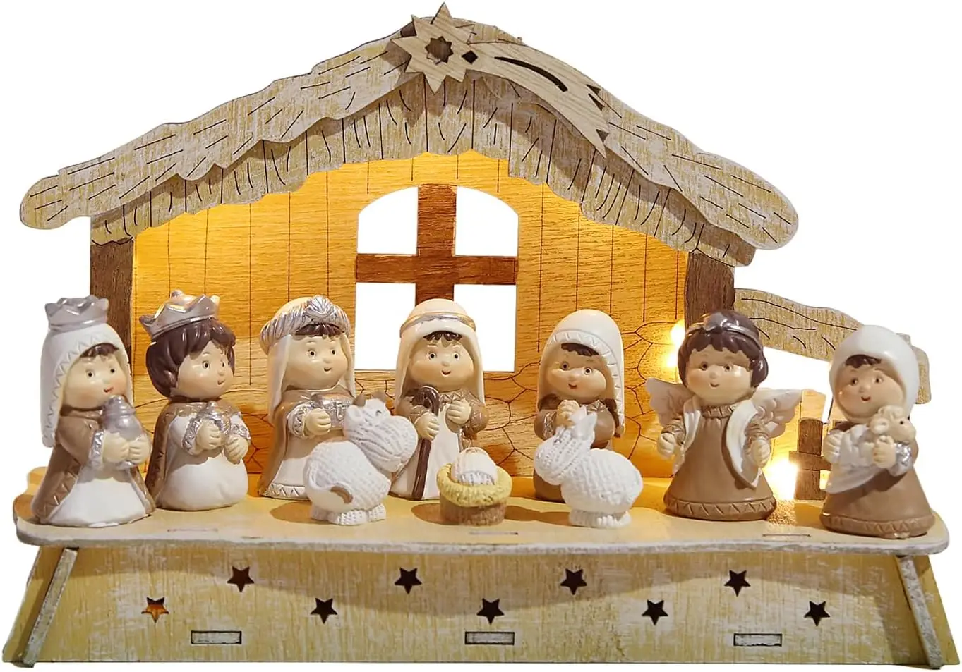 

Nativity Sets for Christmas Indoor Christmas Decorations Light-Welcoming The Birth of Jesus for Tabletop Decor and Collectibles