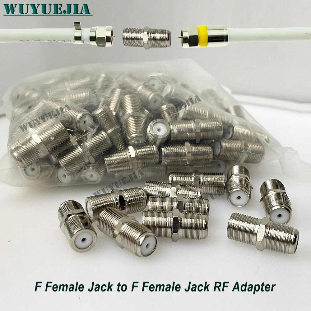 100pcs/Lot Connector F Female Jack Straight Adapter F Female to Female Quick Plug RF Coaxial Connector For TV Nickel Plating