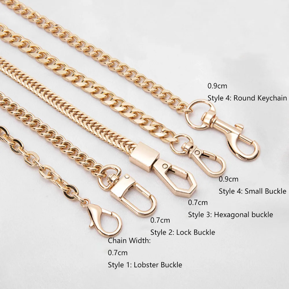 60cm Golden Bag Chain Women Bags Chain Accessories Metal Extension Chains Crossbody Belt Replacement Bags Strap For Women's Bag