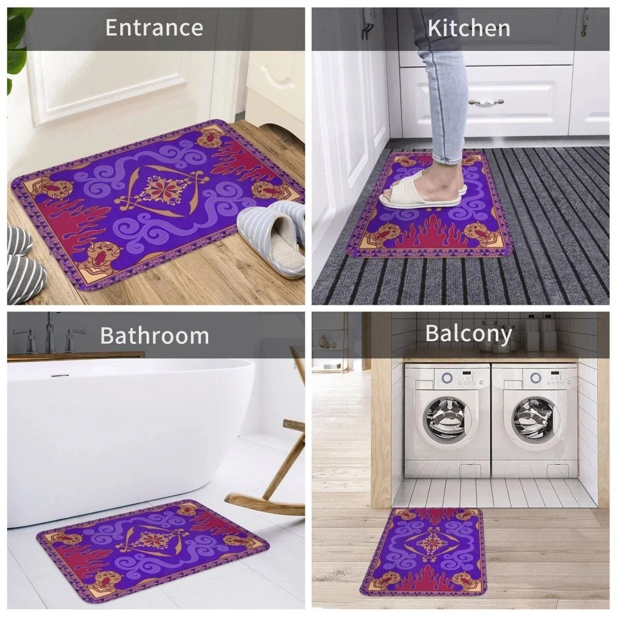 Aladdin Carpets Living Room Non-slip Rugs Washable Balcony Hallway Entrance Floor Mat Bedroom Bedside Foot Mat Home Decorations view 5
