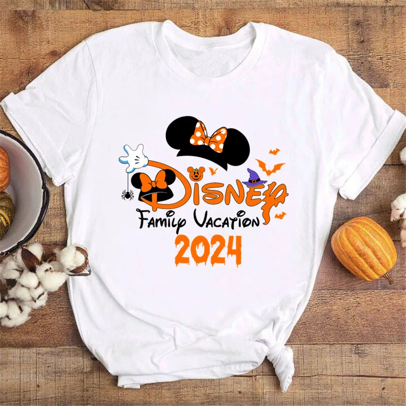 Disney Halloween Mickey Women T-shirt Festival Style Print T Shirt Female Clothing Fashion Gilr Tops