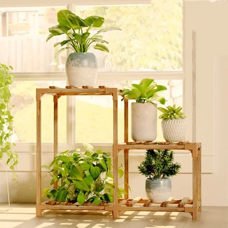 Holder Assembly Shelf Wood Shelf Plant Support Base Display Stand Corner Plant Stand Outdoor Indoor Practical Multifunctional