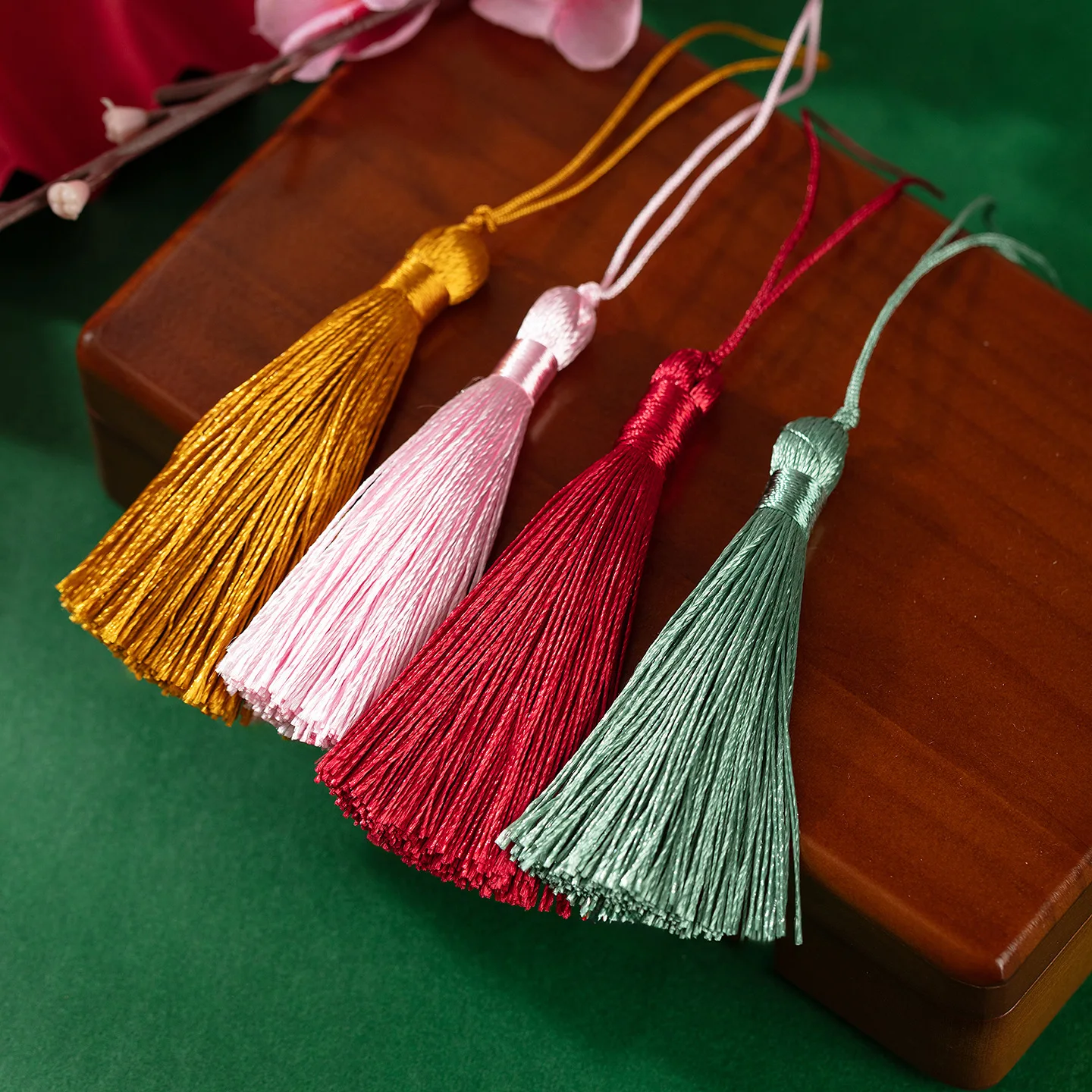 

5PCS Chinese Tassel Earrings Polyester Silk Brush Pendant Earring Charm Satin Tassel DIY Jewelry Making Findings 16cm length