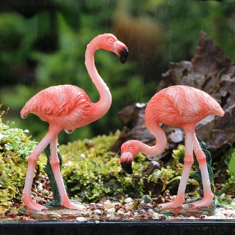 

Miniature Fairy Garden Decoration Animal Flamingo Figures Micro Landscape Outdoor Resin House Plant Pot Bonsai Craft Decor Gifts