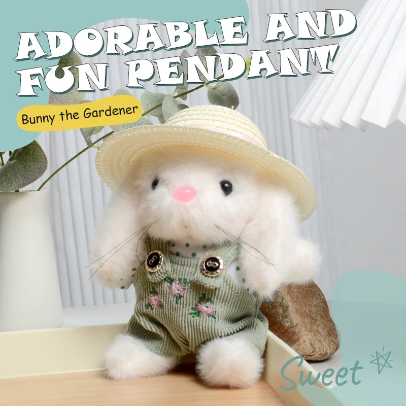 

[Just]1PC Adorable Eddy Gardener Bunny Plush Pendant Oy Small Stuffed Animal Toy Bag Charm