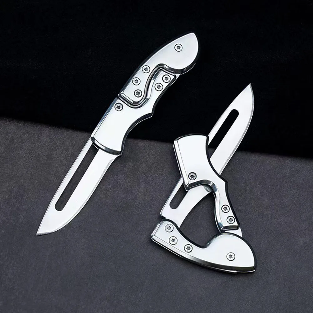 Outdoor Mini Mechanical Folding Knife Stainless Steel Creative Pocket knife Self-defense Survival Camping Gadgets EDC Hand Tools