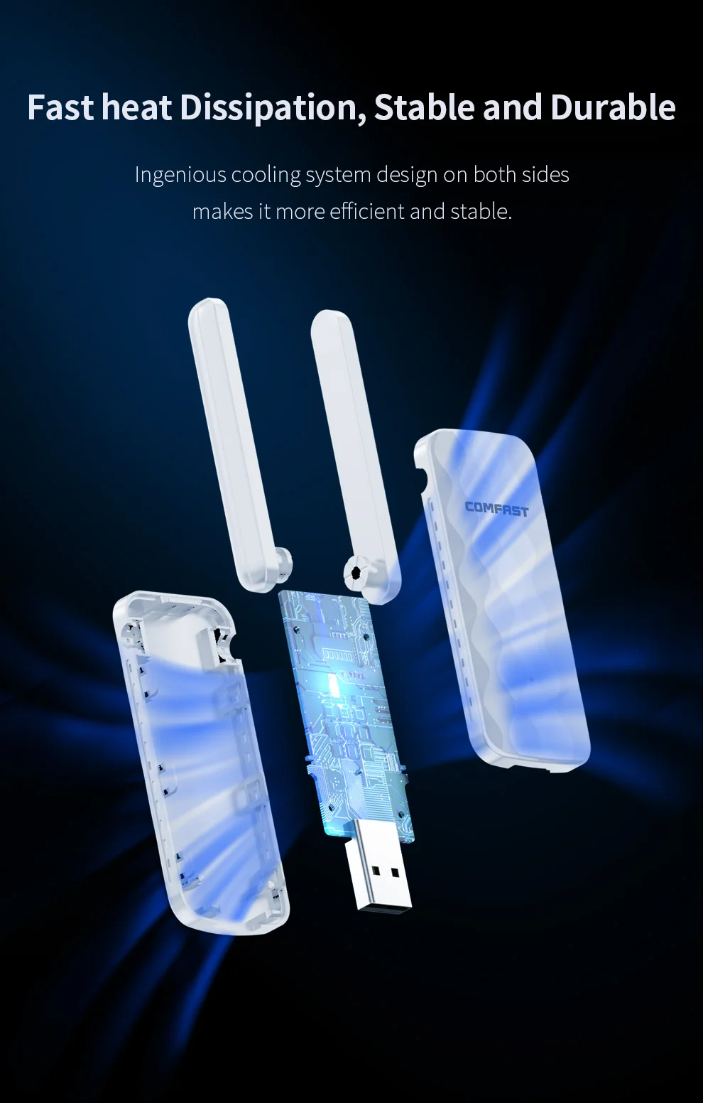 Comfast Ripetitore WiFi USB 2.4G 300Mbps Router Extender Wireless 2 * 3dBi Antenne Amplificatore di Segnale Wi-Fi Scheda di Rete Per PC