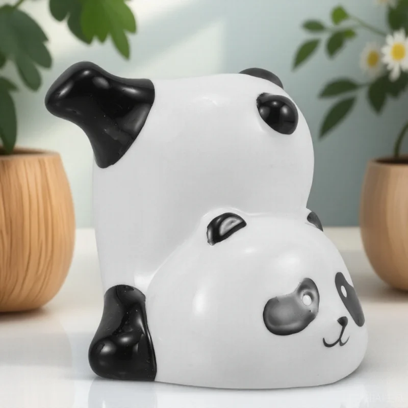 Panda Toothbrush Holder Cup Cute Ceramic Brush Stand for Bathroom Desktop Use Multifunctional Storage Organizer Home Decor Item