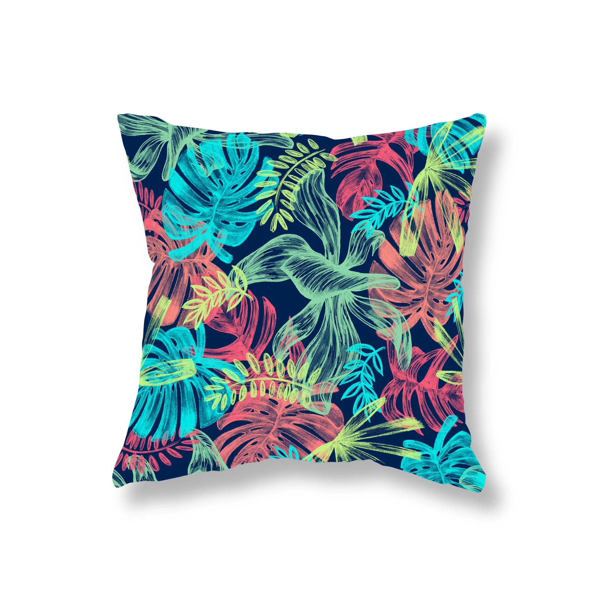 Flamingo Psychedelic Plant Leaf Pillow Cover Sofa Decoration Room Bedside Office Game Chair Cushion  Home