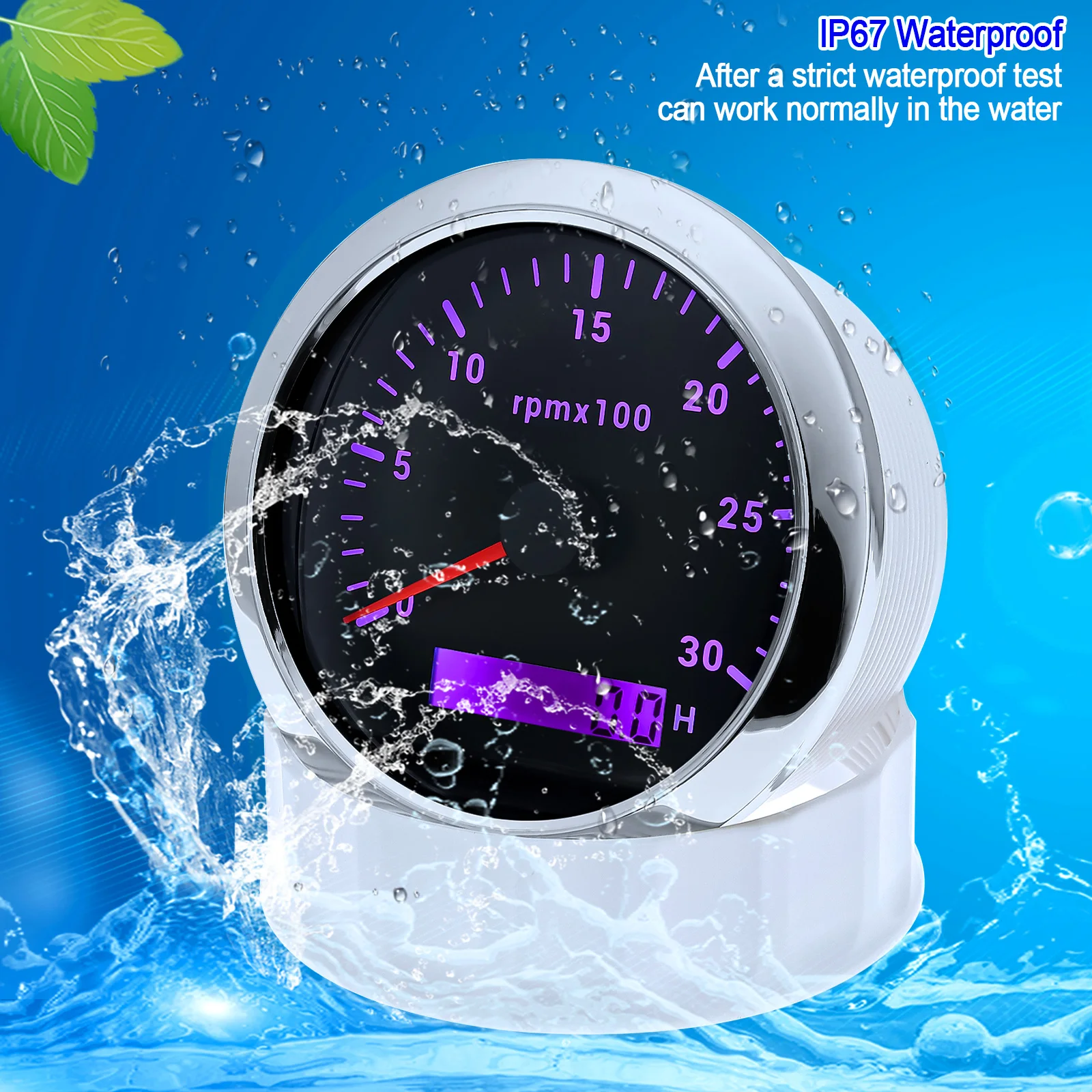 7-Farben-Hintergrundbeleuchtung 85mm Auto-Marine-Drehzahlmesser 3K 4K 6K 7K 8K 8000RPM Umdrehungszähler mit LCD-Betriebsstundenzähler 12V/24V – Detail 19