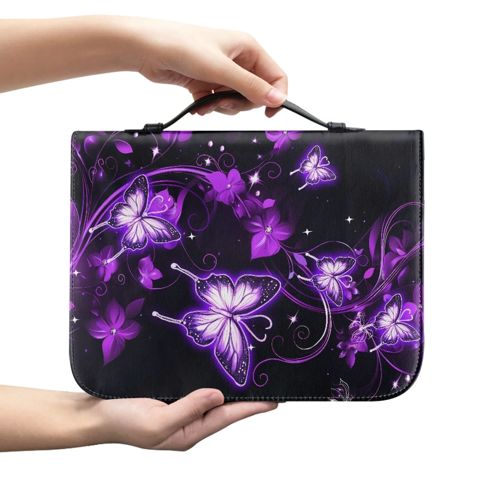 XIXIRIMIDO Butterfly Garden 2026 Collection Bible Tote PU Leather Portable Book Carrier for Church