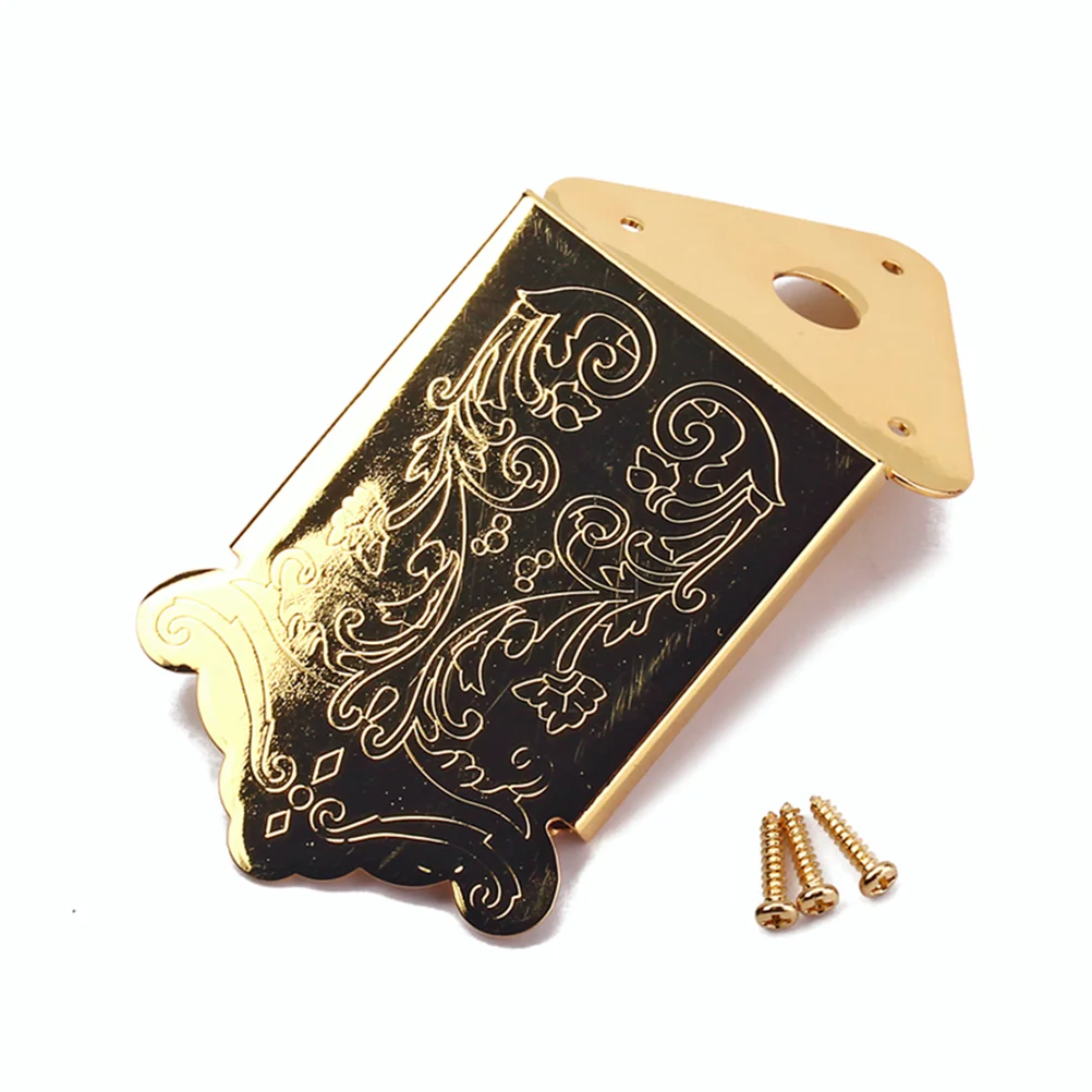 

Mandolin Part Replacement Accessory Triangle Plated Tailpiece Pattern Guitar with Screws Cover Maker 8-String