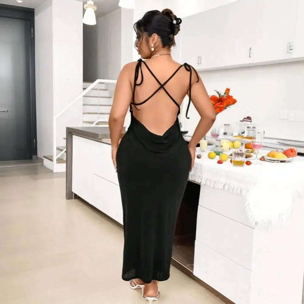 

Новое поступление: Элегантное повседневное длинное платье Y2K на бретельках, стройнящее фигуру, для женщин, весна-лето 2025