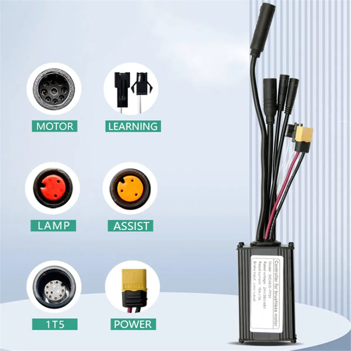 (CLOS) Three-Mode Ebike Sine Wave Controller 15A 36V/48/52V with S869 LCD Color Display Electric Bike Motor Conversion Kit