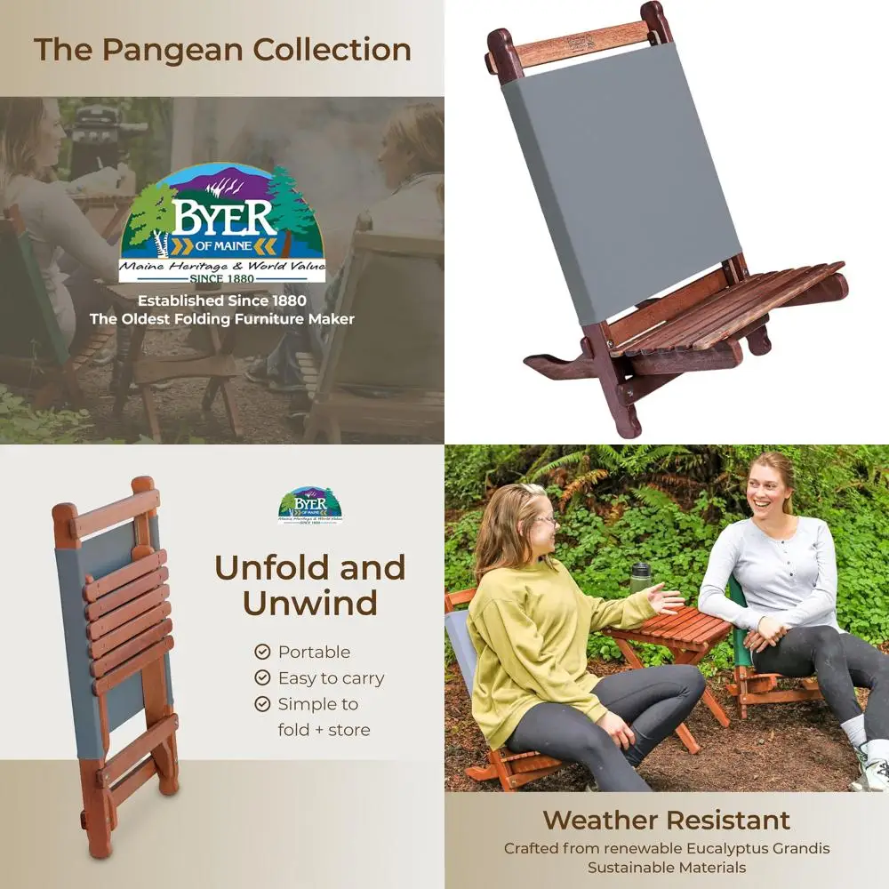 

Pangean Lounger Chair – Portable, Lightweight, Foldable Wood and Canvas Chair – Ideal for Camping, Patio, Lawn, and Beach Use in