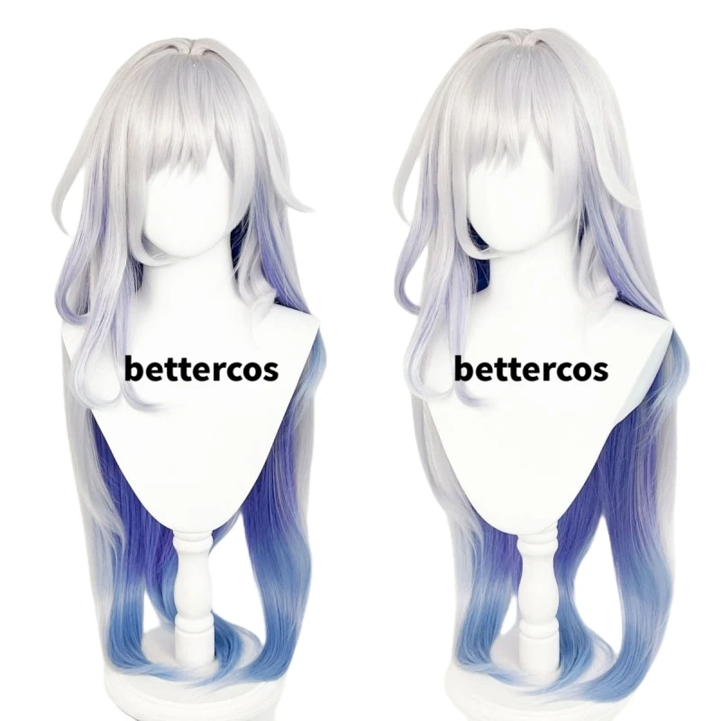 

Skirk Cosplay Wig Long Silver White with Blue Gradient Heat Resistant Synthetic Hair Anime Wigs + Wig Cap