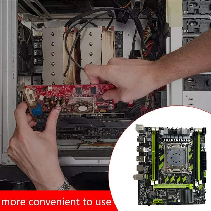 

X79G Motherboard+SATA Cable+Bezel LGA2011 4XDDR3 RECC Slot M.2 NVME PCI-E X16 6XUSB2.0 SATA3.0 Server Game Motherboard