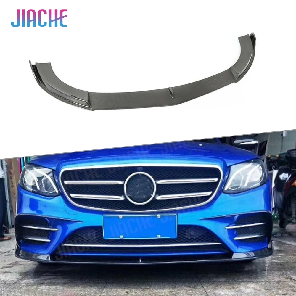 Carbon Fiber Car Front Bumper Lip Spoiler for Mercedes Benz E Class W213 E200 E300 E63 Sport 2017 2018 + Car Styling Splitters