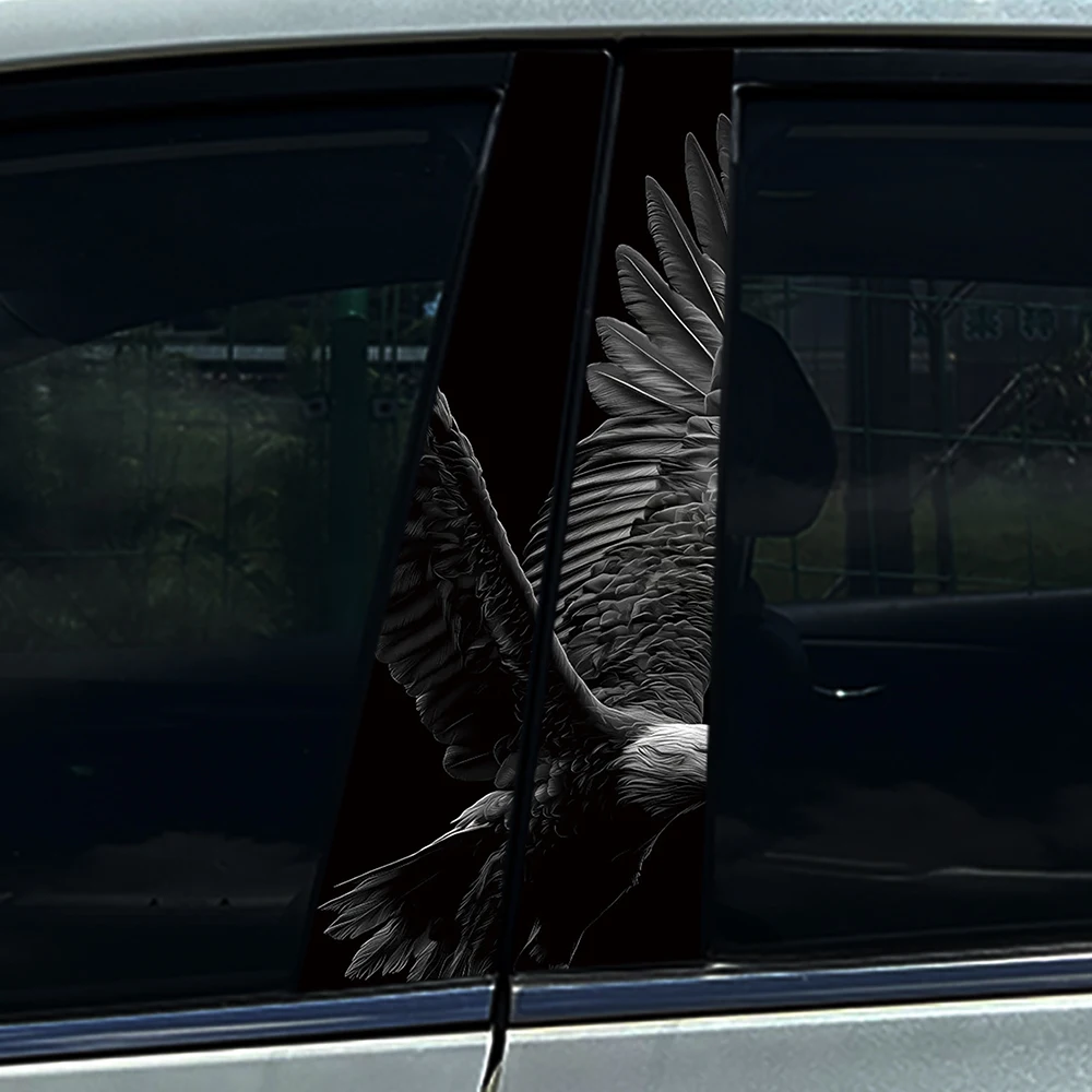 

2PCS Eagle Pattern Car B-Pillar Sticker, High Quality PET Material, Durable & Aesthetic, Universal Fit, Auto Window Column Decor
